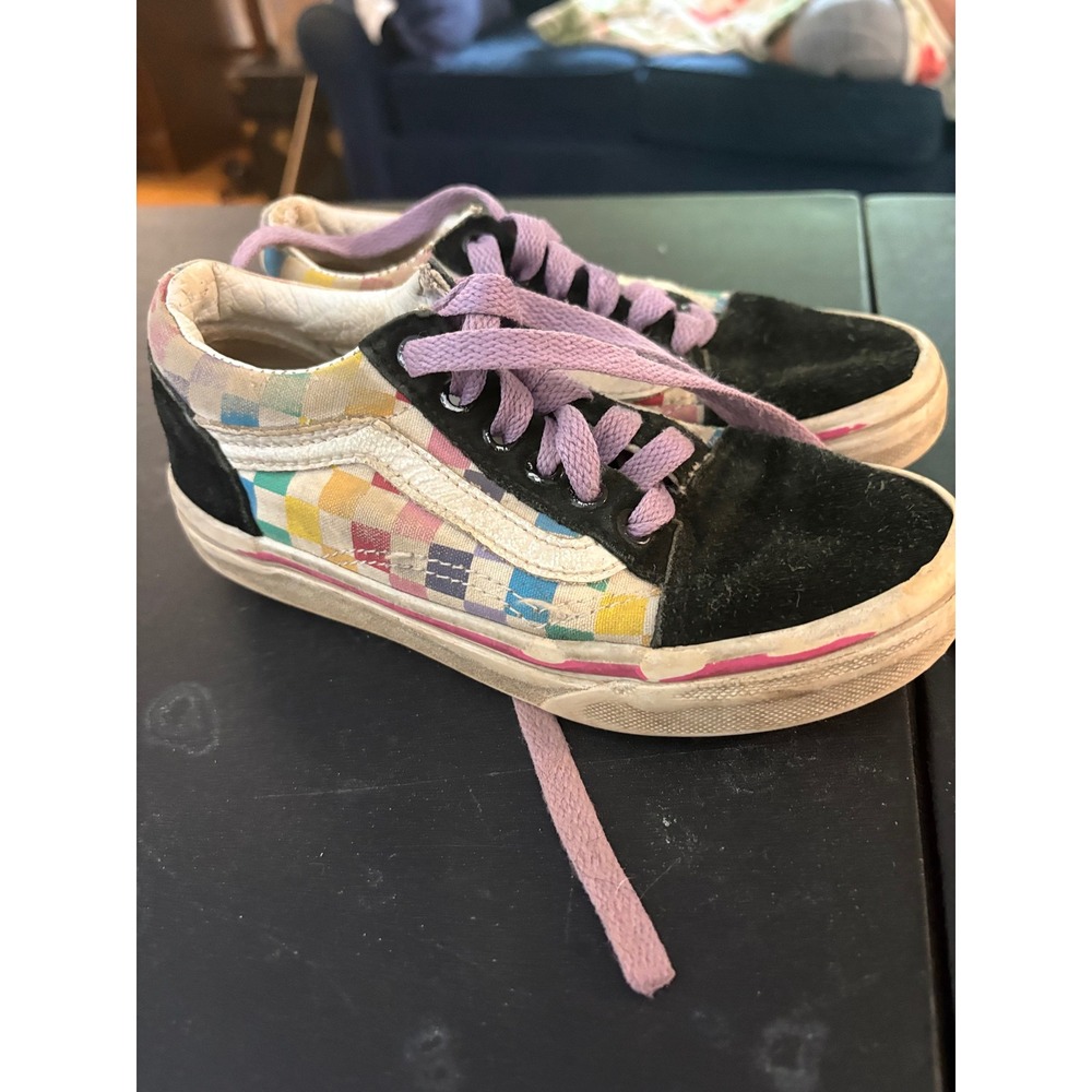 Vans Old Skool Kids Multi Color Checkerboard Suede Sneakers Size 13.0